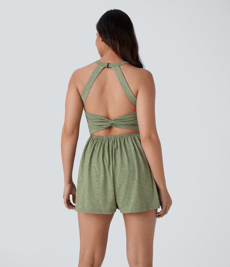 ColaBody™ | 2‑in‑1 backless twist vacation bodysuit with side pockets (Easy Peezy Edition)
