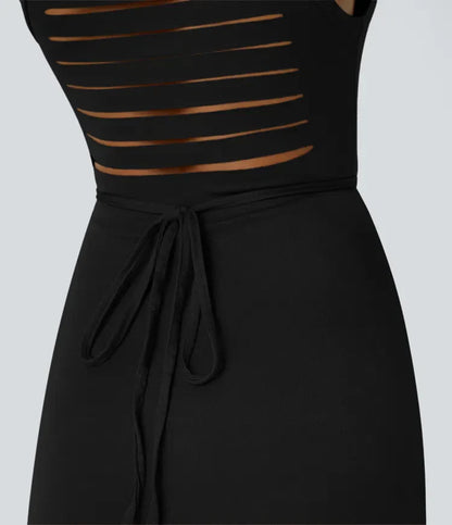 ColaZebra™ | Casual midi hooded dress, sleeveless, zebra back