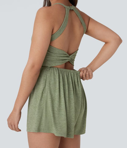 ColaBody™ | 2‑in‑1 backless twist vacation bodysuit with side pockets (Easy Peezy Edition)